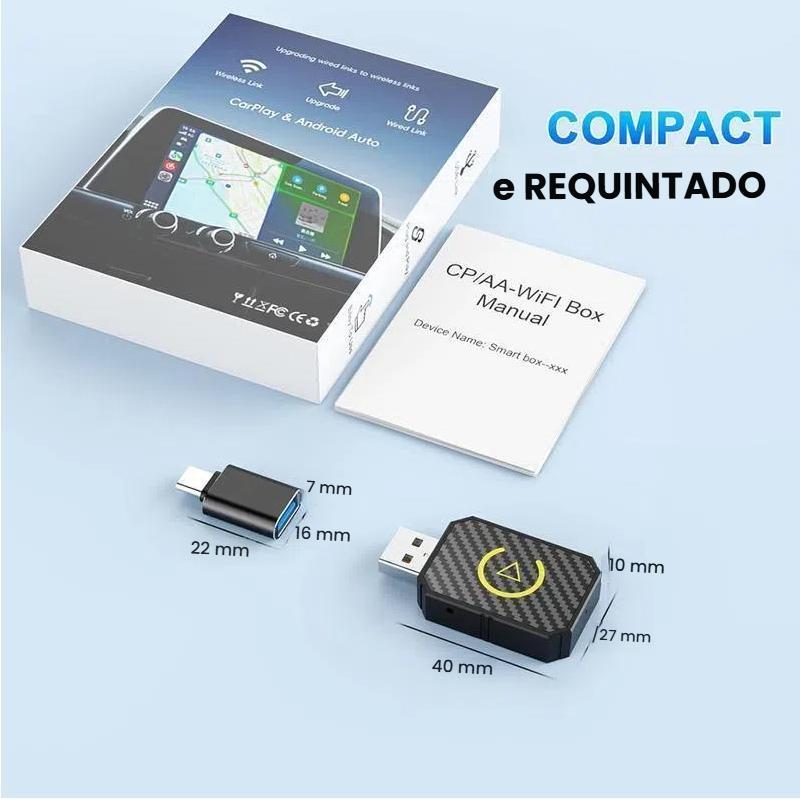Adaptador sem fio 2 em 1 para CarPlay e Android Auto da Vapto
