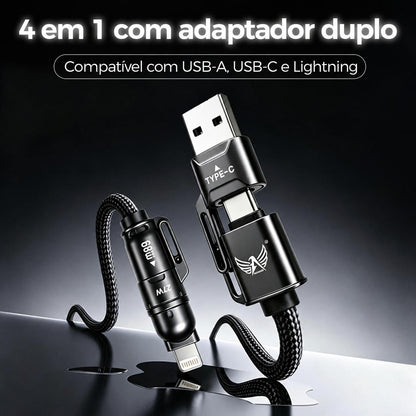 Cabo Altomex 4 em 1 com carregamento rápido de 65 W, USB-C e Lightning, da Vapto