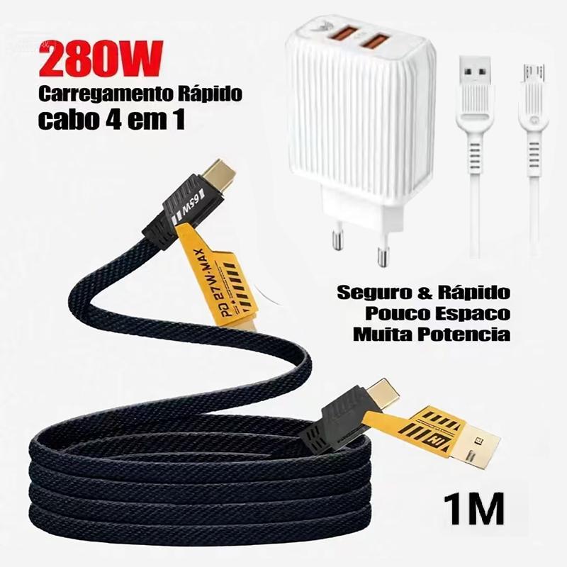 Cabo Altomex 4 em 1 com carregamento rápido e conector USB Tipo-C da Vapto