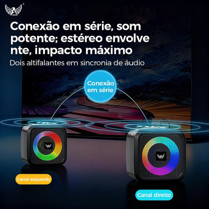 Caixa de som Bluetooth portátil Altomex com luz LED RGB, rádio FM e tecnologia TWS da Vapto