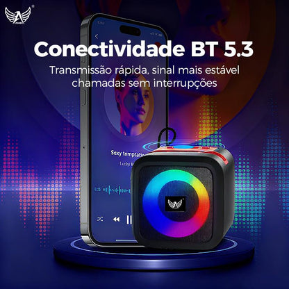 Caixa de som Bluetooth portátil Altomex com luz LED RGB, rádio FM e tecnologia TWS da Vapto