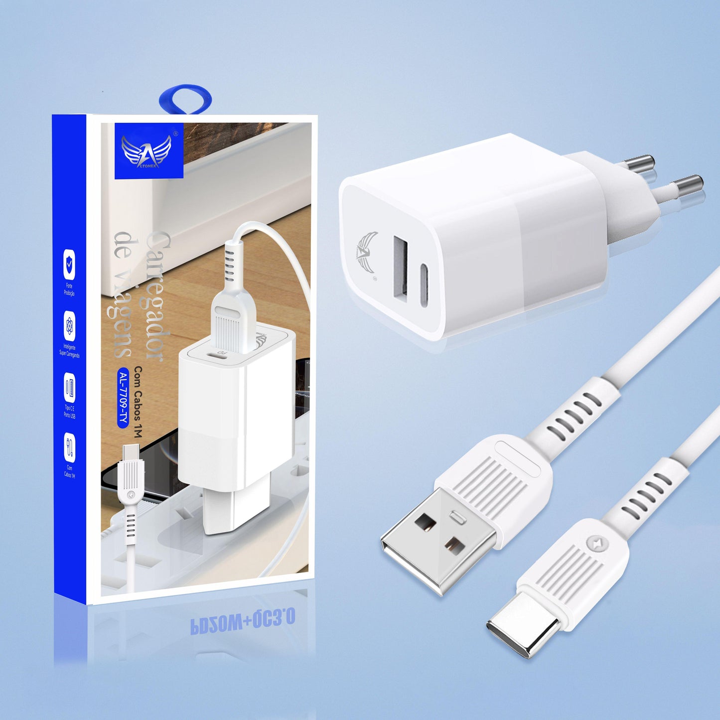 Carregador rápido Altomex de 35 W com fonte USB-C e cabo da Vapto