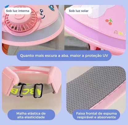 Chapéu infantil Altomex com ventilador solar e carregamento USB da Vapto