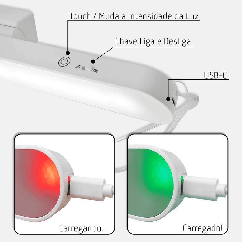 Luminária de mesa LED em formato de bastão, magnética e com USB da Altomex e Vapto
