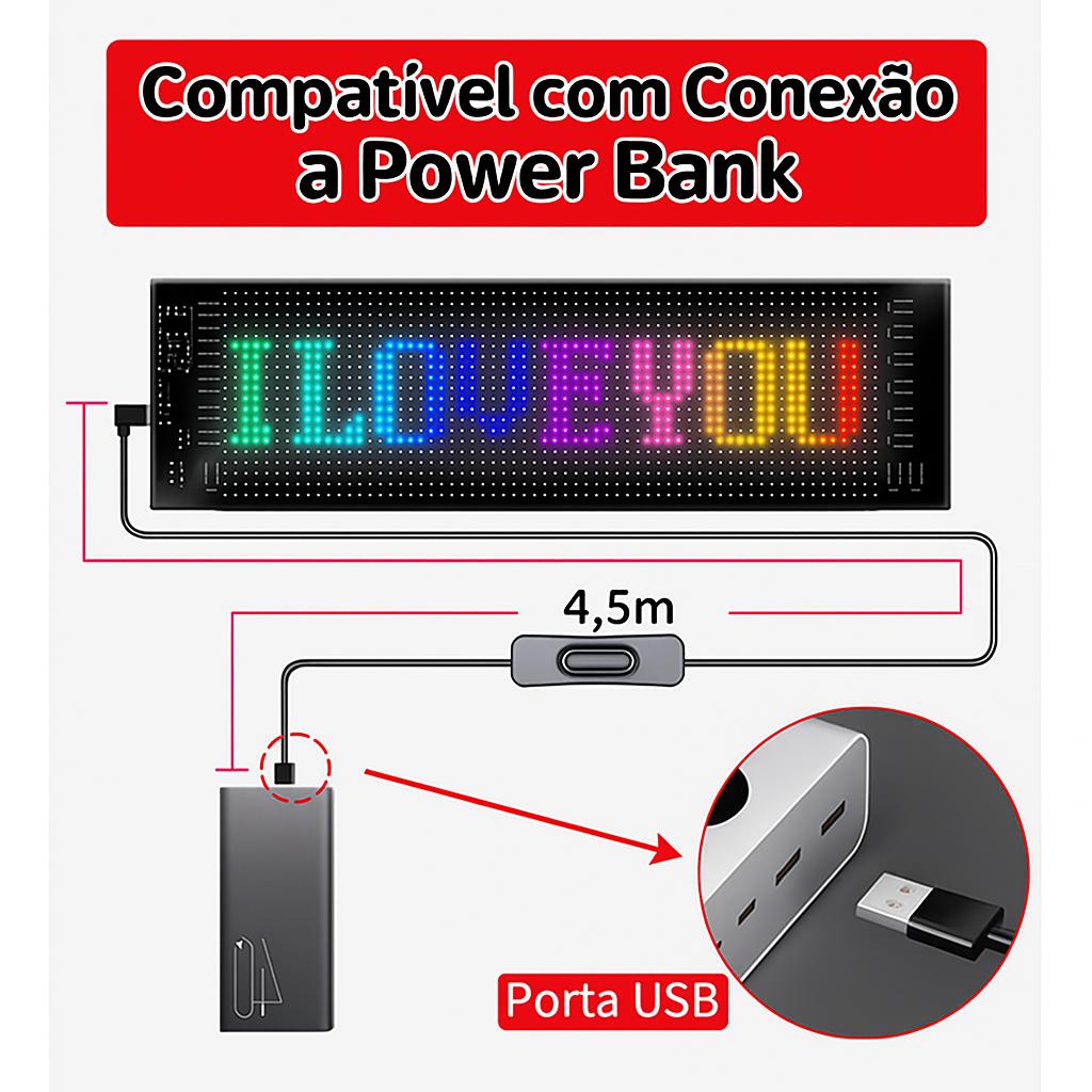 Painel LED flexível Altomex para carro com Bluetooth e controle por aplicativo da Vapto