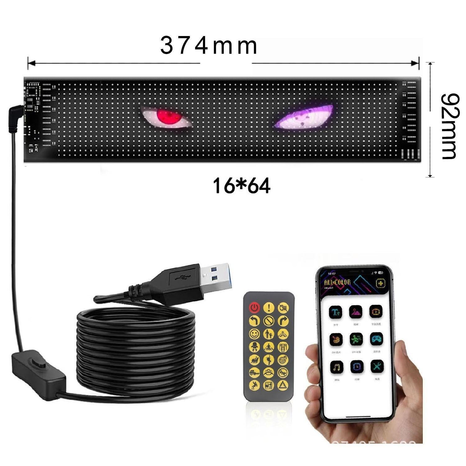 Painel LED flexível Altomex para carro com Bluetooth e controle por aplicativo da Vapto