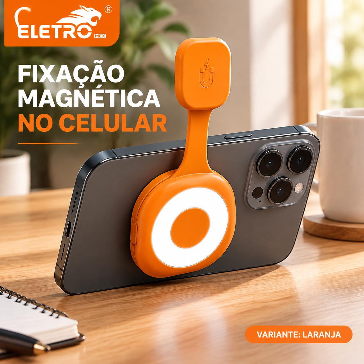 Mini Luz LED RGB Magnética Recarregável para Celular e Câmera