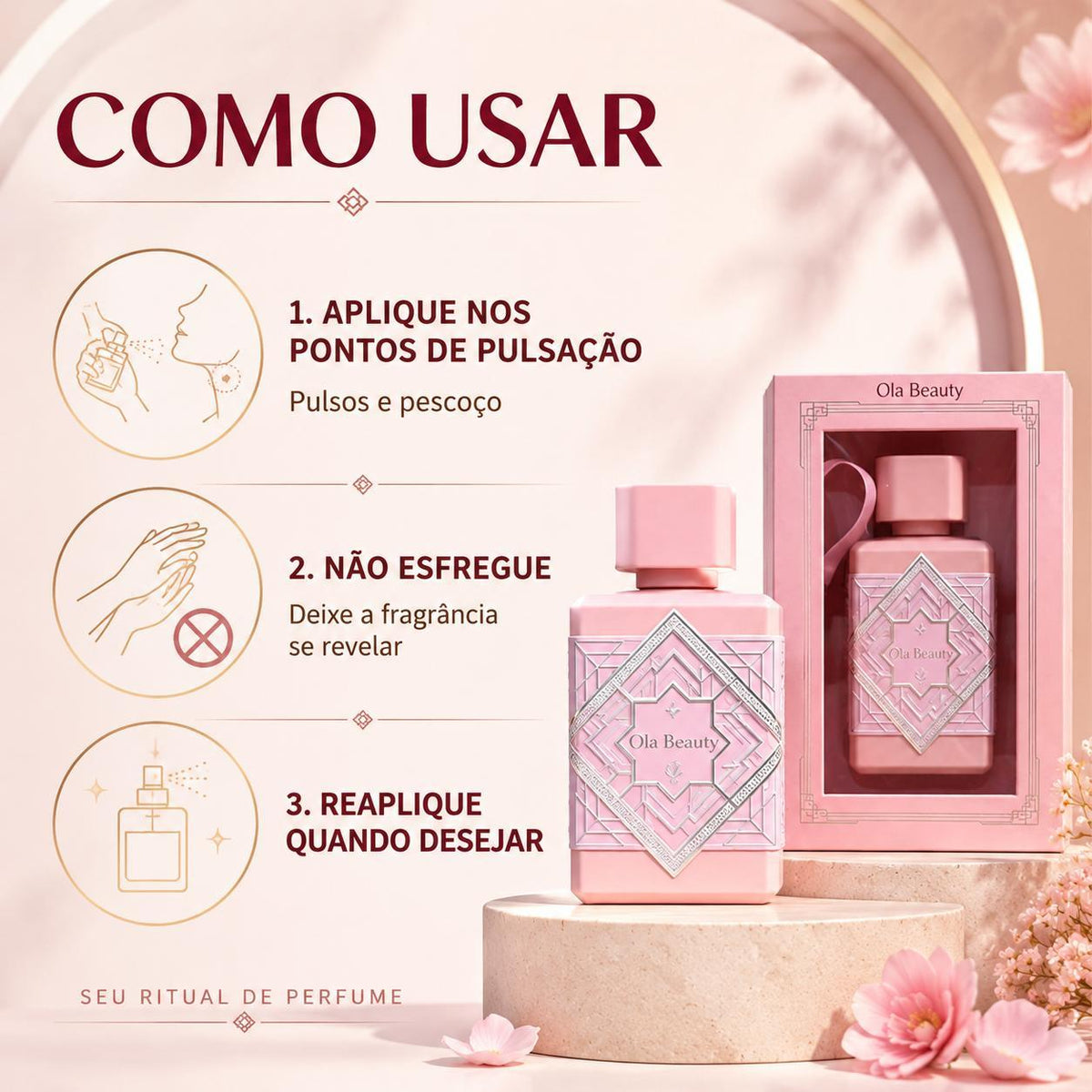 Perfume Árabe Feminino Ola Beauty 30ml e 100ml – 8 Fragrâncias Doces, Florais e Amadeiradas