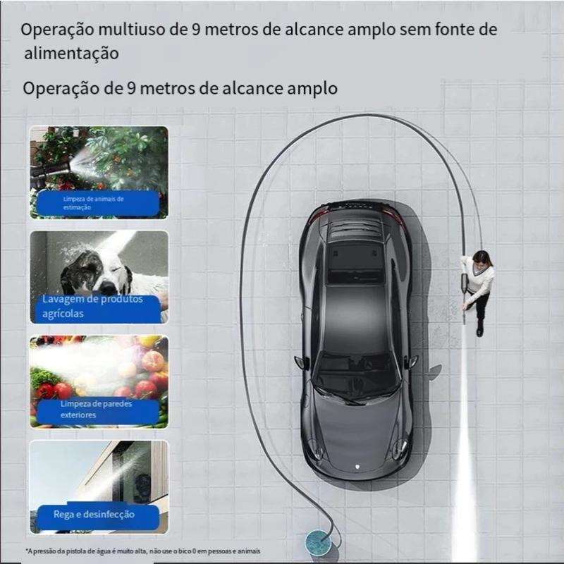 Carro Organizador de Mangueira com Rodas e Esguicho de Alta Pressão - 15 Metros