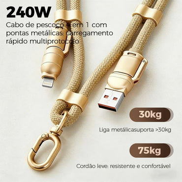 Cabo de carregamento rápido 4 em 1 com revestimento de nylon e conectores de zinco da Vapto