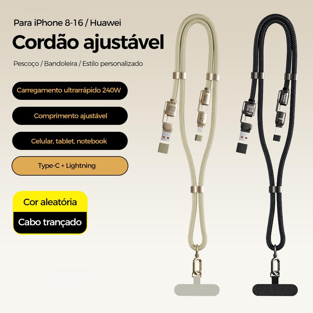 Cabo de carregamento rápido 4 em 1 com revestimento de nylon e conectores de zinco da Vapto