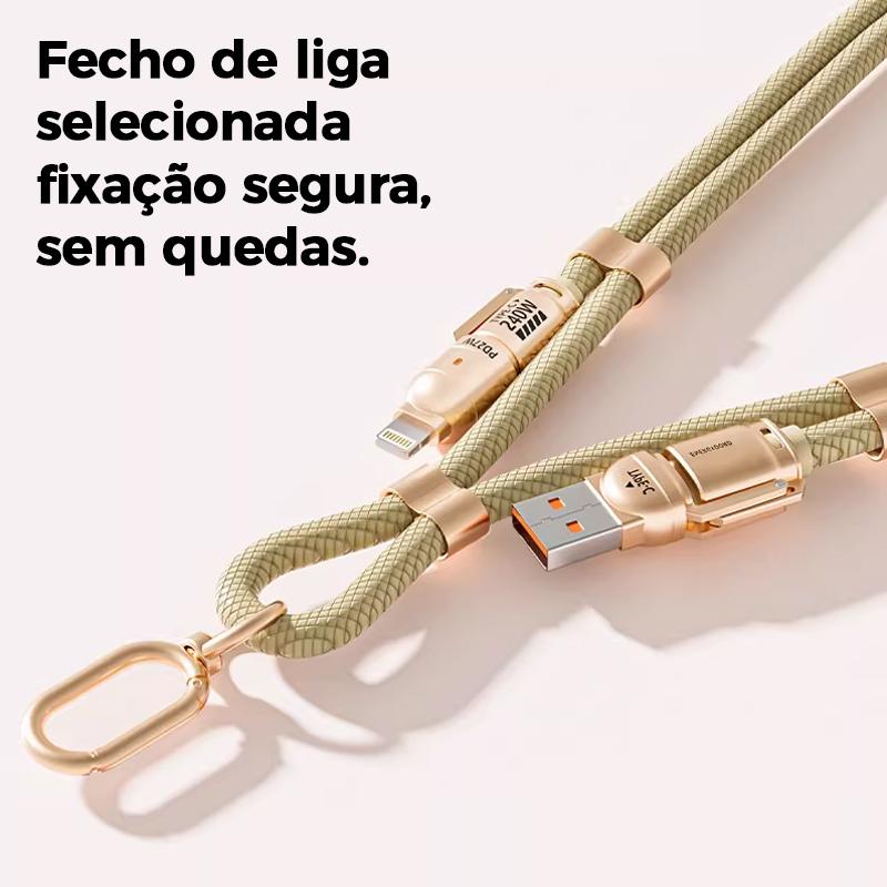 Cabo de carregamento rápido 4 em 1 com revestimento de nylon e conectores de zinco da Vapto