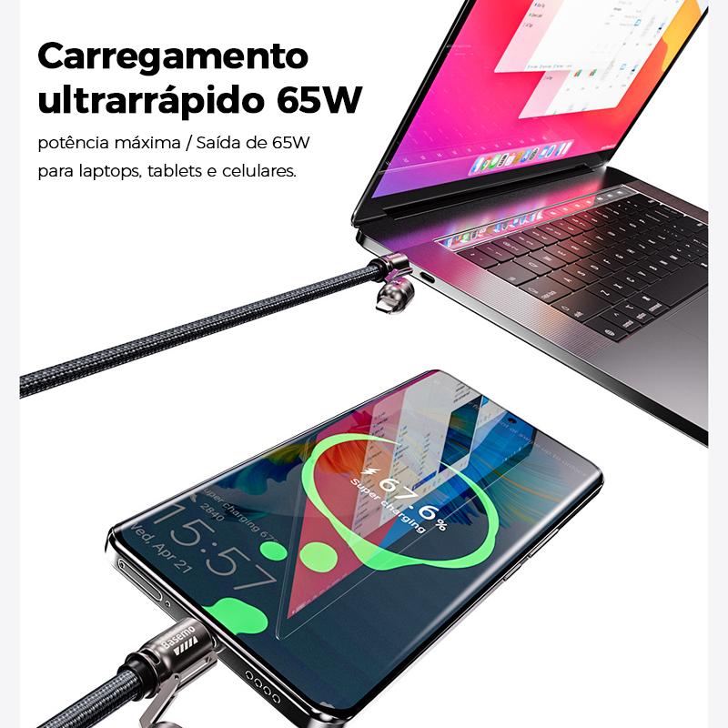 Cabo de carregamento rápido 4 em 1 com revestimento de nylon e conectores de zinco da Vapto