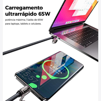 Cabo de carregamento rápido 4 em 1 com revestimento de nylon e conectores de zinco da Vapto