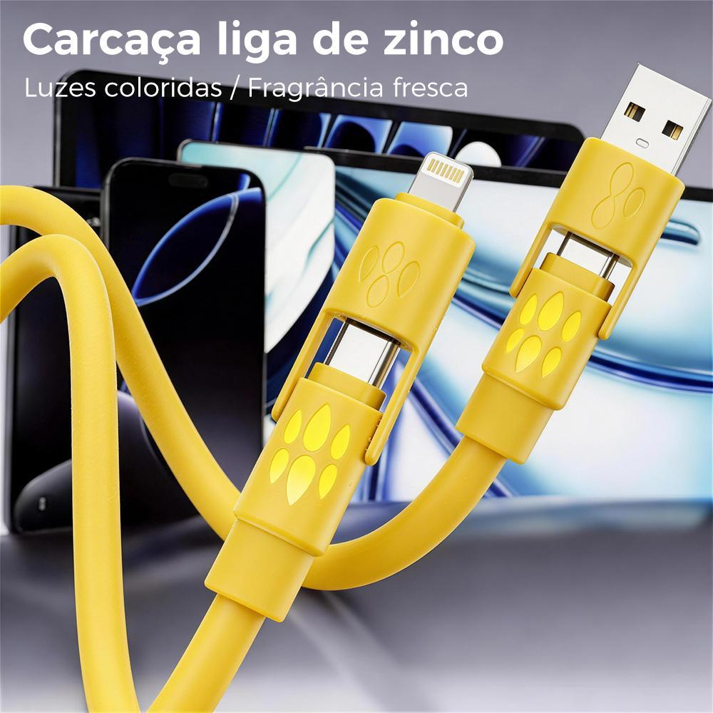 Cabo USB 4 em 1 com carregamento rápido para diferentes dispositivos da Vapto
