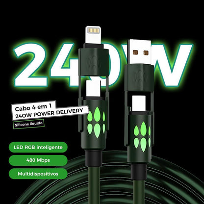 Cabo USB 4 em 1 com carregamento rápido para diferentes dispositivos da Vapto