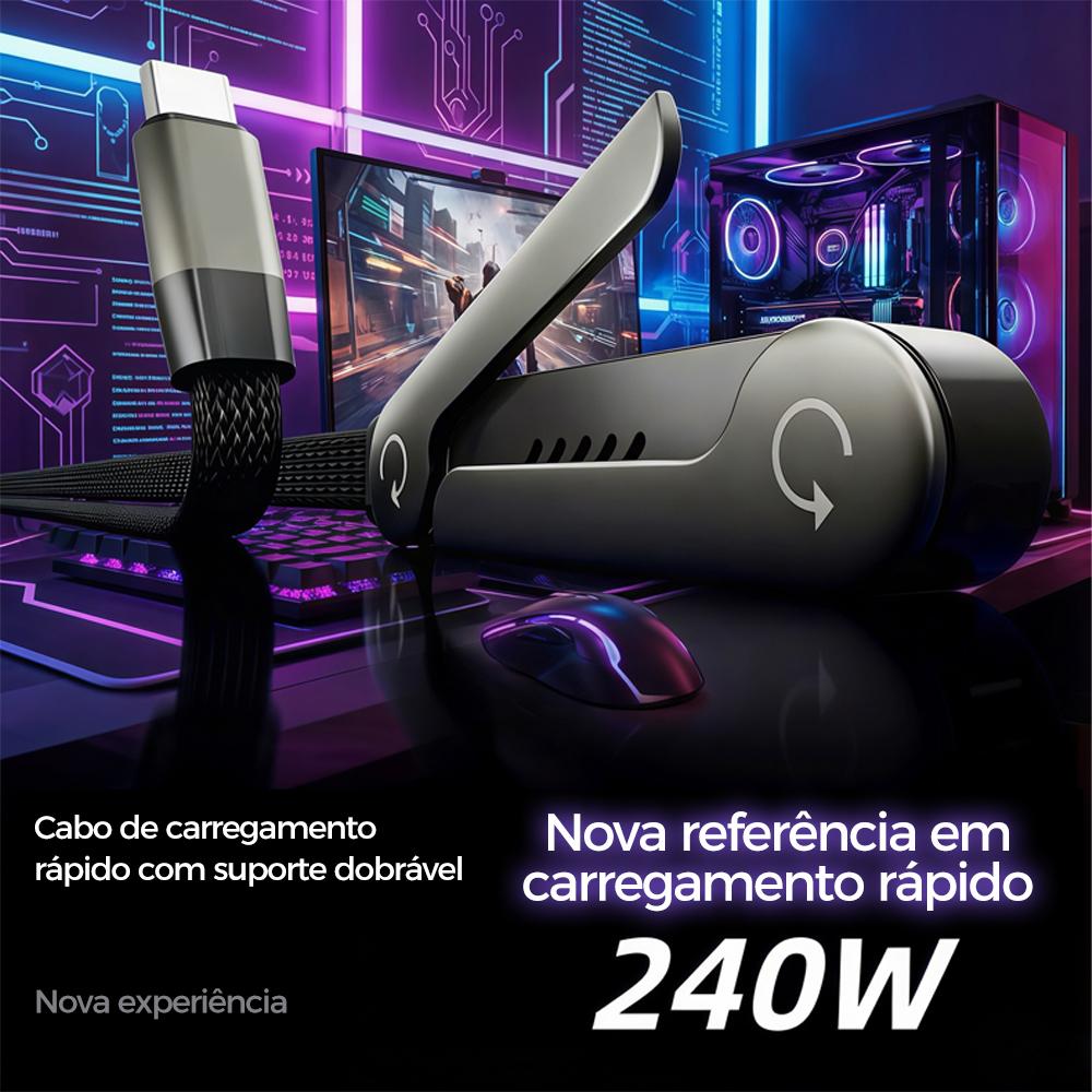 Cabo de carregamento 2 em 1 com conector Tipo-C e design invisível da Vapto