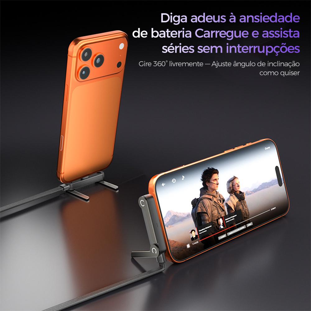 Cabo de carregamento 2 em 1 com conector Tipo-C e design invisível da Vapto