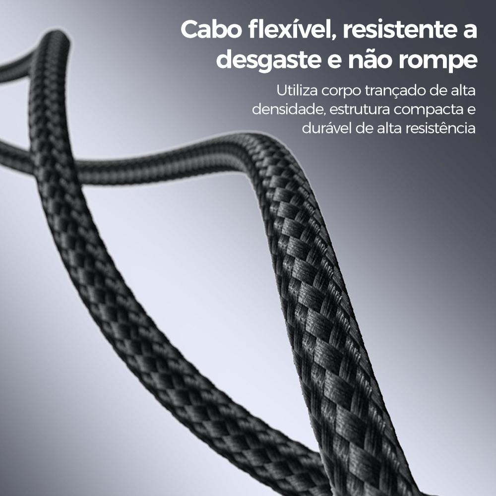 Cabo de carregamento 2 em 1 com conector Tipo-C e design invisível da Vapto