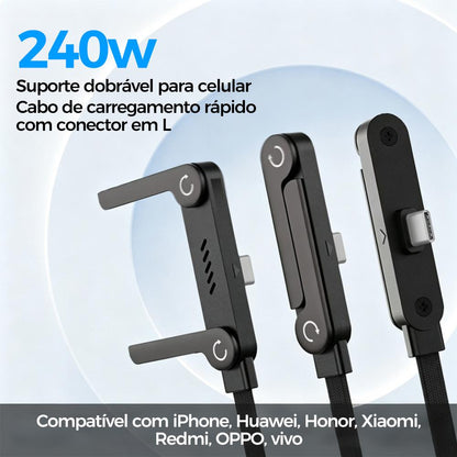 Cabo de carregamento 2 em 1 com conector Tipo-C e design invisível da Vapto