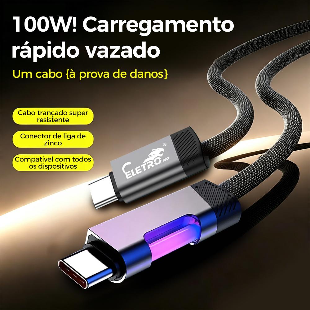 Cabo de carregamento rápido PD com luzes RGB da Vapto
