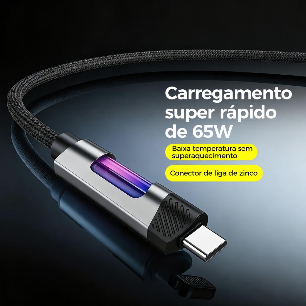 Cabo de carregamento rápido PD com luzes RGB da Vapto