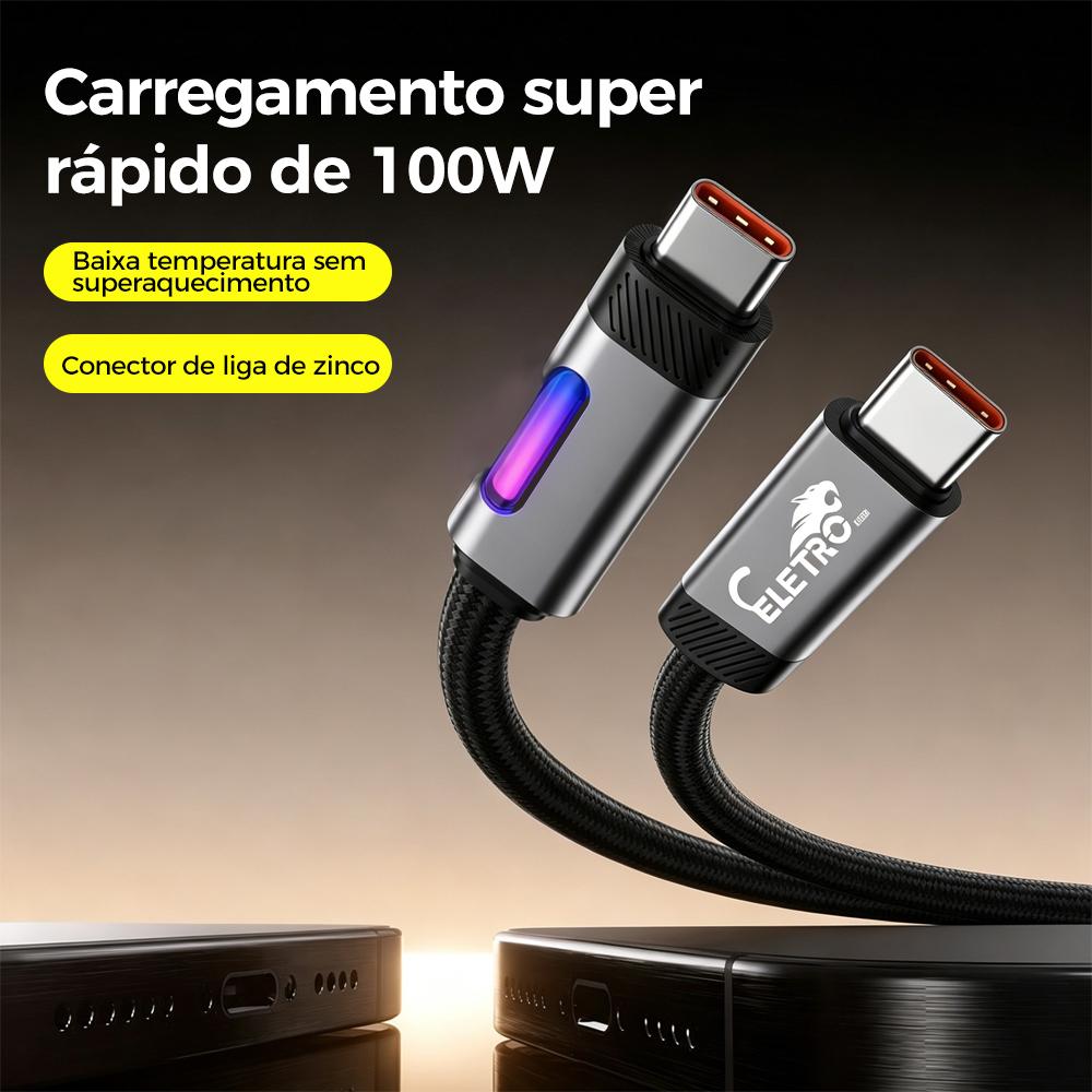Cabo de carregamento rápido PD com luzes RGB da Vapto