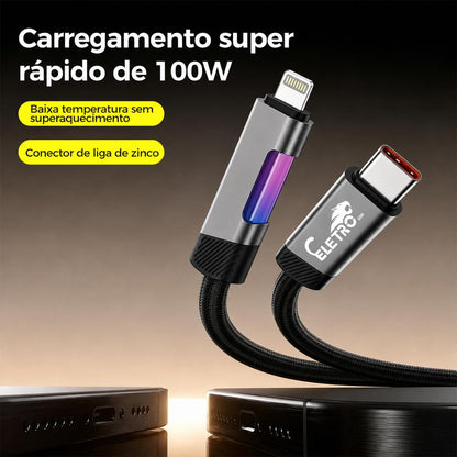Cabo de carregamento rápido PD com luzes RGB da Vapto