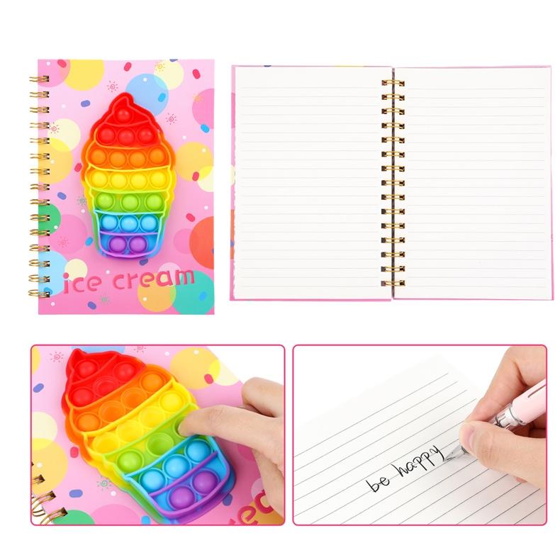 Caderno de exercícios A5 com 80 páginas e capa Pop It antiestresse da Vapto