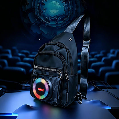 Caixa de som portátil estilo mochila com luz RGB, graves potentes e resistência à água da Vapto