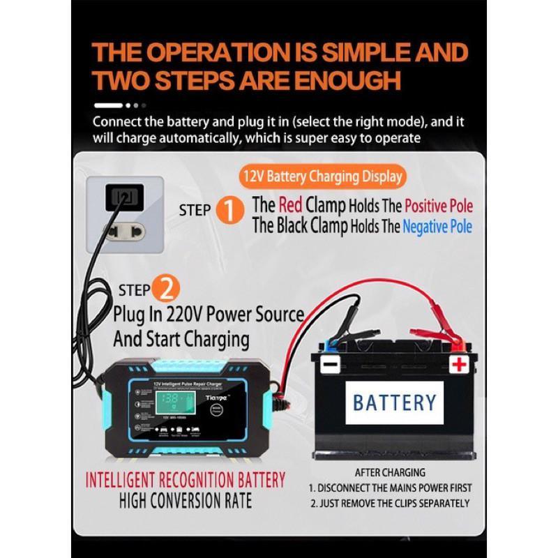 Carregador de bateria automotivo profissional de 12 V com função de dessulfatação da Vapto