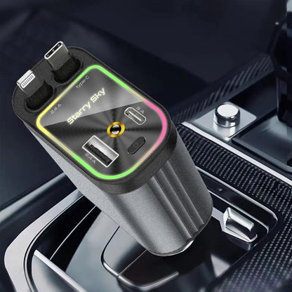Carregador de carro retrátil de 120 W, 4 em 1, com luz LED para iPhone e Android da Vapto