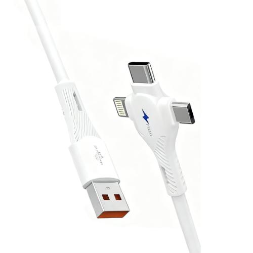 Carregador de carro retrátil de 120 W, 4 em 1, com luz LED para iPhone e Android da Vapto