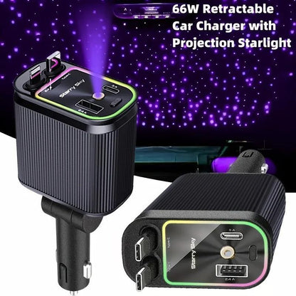 Carregador de carro retrátil de 120 W, 4 em 1, com luz LED para iPhone e Android da Vapto