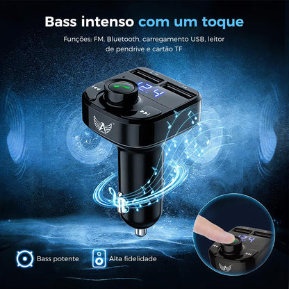 Carregador veicular retrátil com Bluetooth e carregamento rápido da Vapto