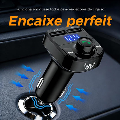 Carregador veicular retrátil com Bluetooth e carregamento rápido da Vapto