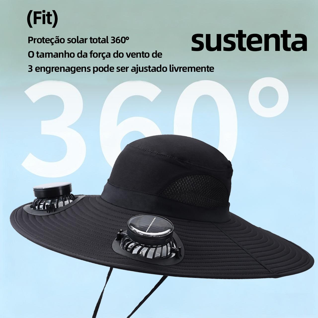 Chapéu com ventilador duplo solar, carregamento USB e proteção UV da Vapto