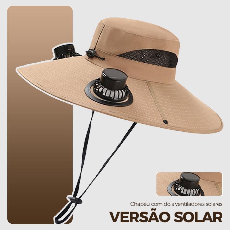 Chapéu com ventilador duplo solar, carregamento USB e proteção UV da Vapto