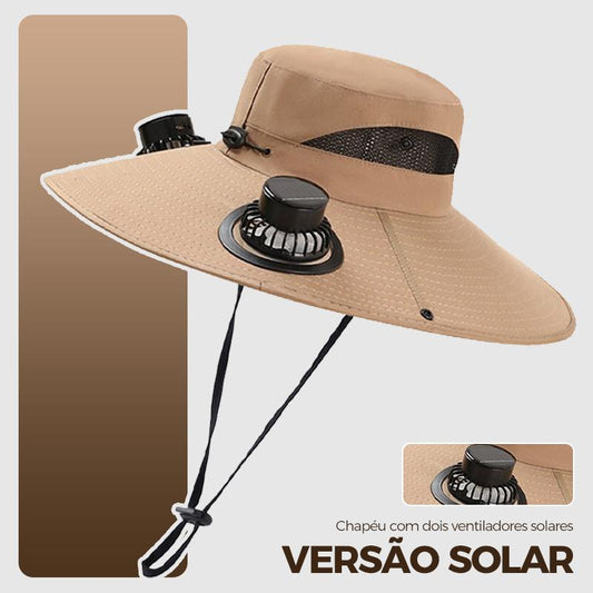 Chapéu com ventilador duplo solar, carregamento USB e proteção UV da Vapto