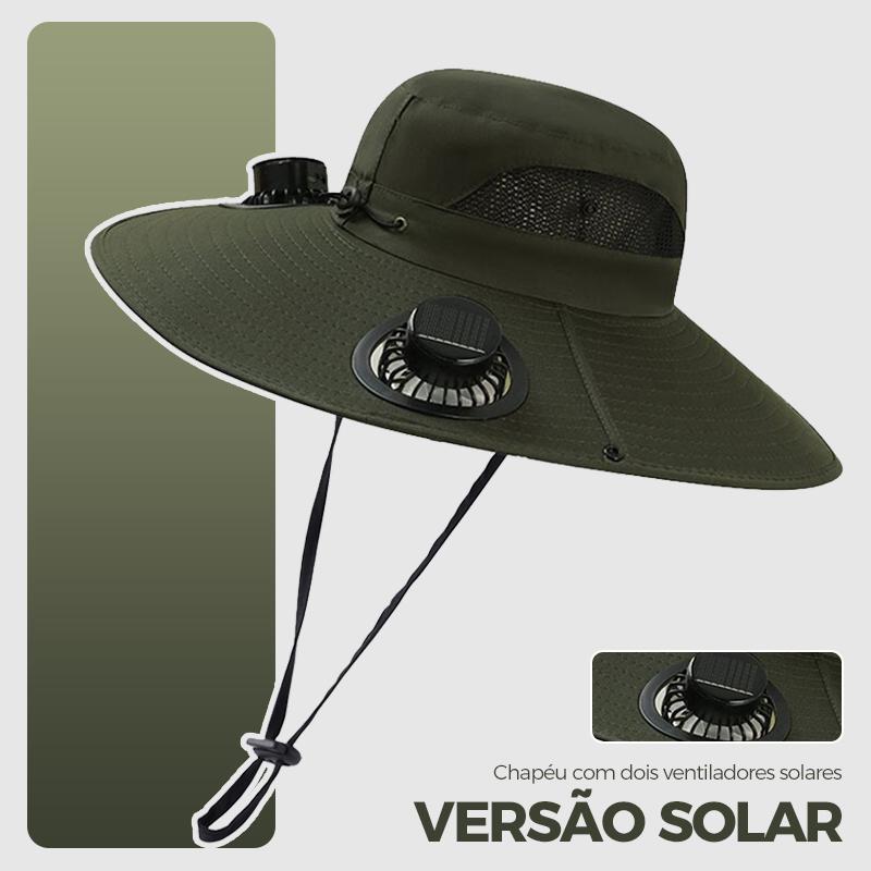Chapéu com ventilador duplo solar, carregamento USB e proteção UV da Vapto