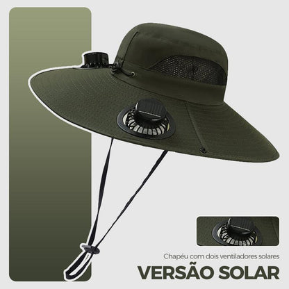Chapéu com ventilador duplo solar, carregamento USB e proteção UV da Vapto