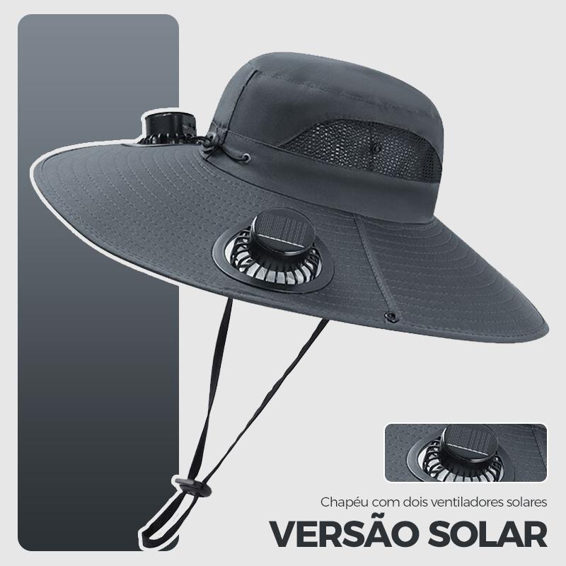 Chapéu com ventilador duplo solar, carregamento USB e proteção UV da Vapto