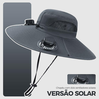 Chapéu com ventilador duplo solar, carregamento USB e proteção UV da Vapto