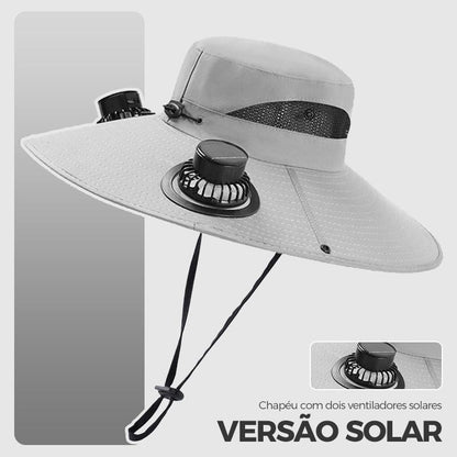 Chapéu com ventilador duplo solar, carregamento USB e proteção UV da Vapto