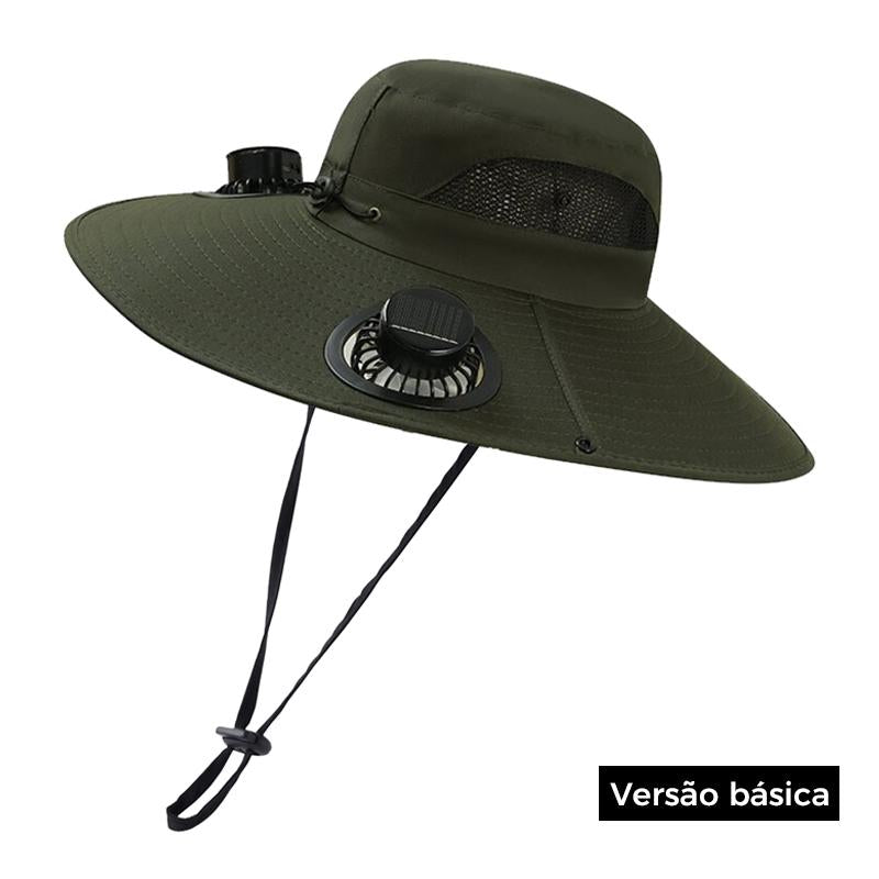 Chapéu com ventilador duplo solar, carregamento USB e proteção UV da Vapto