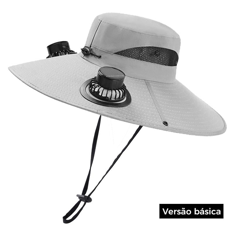 Chapéu com ventilador duplo solar, carregamento USB e proteção UV da Vapto