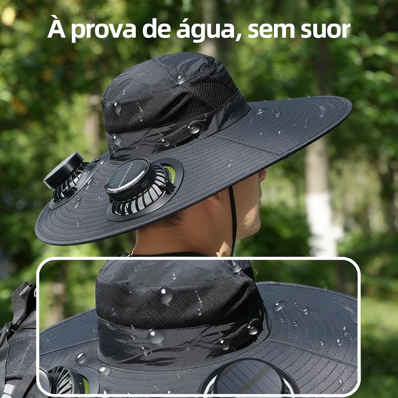 Chapéu com ventilador duplo solar, carregamento USB e proteção UV da Vapto