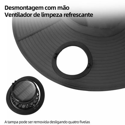 Chapéu com ventilador duplo solar, carregamento USB e proteção UV da Vapto