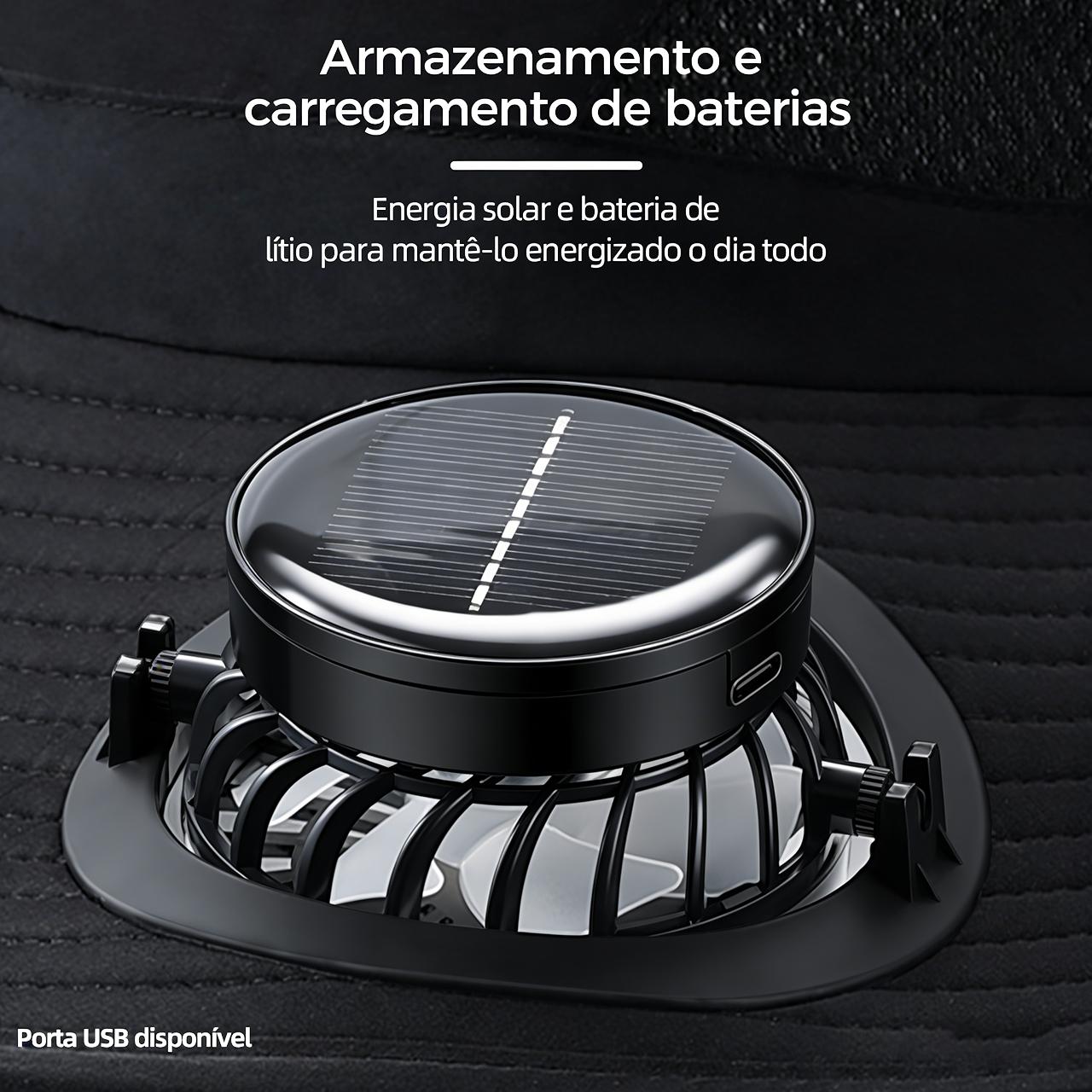 Chapéu com ventilador duplo solar, carregamento USB e proteção UV da Vapto
