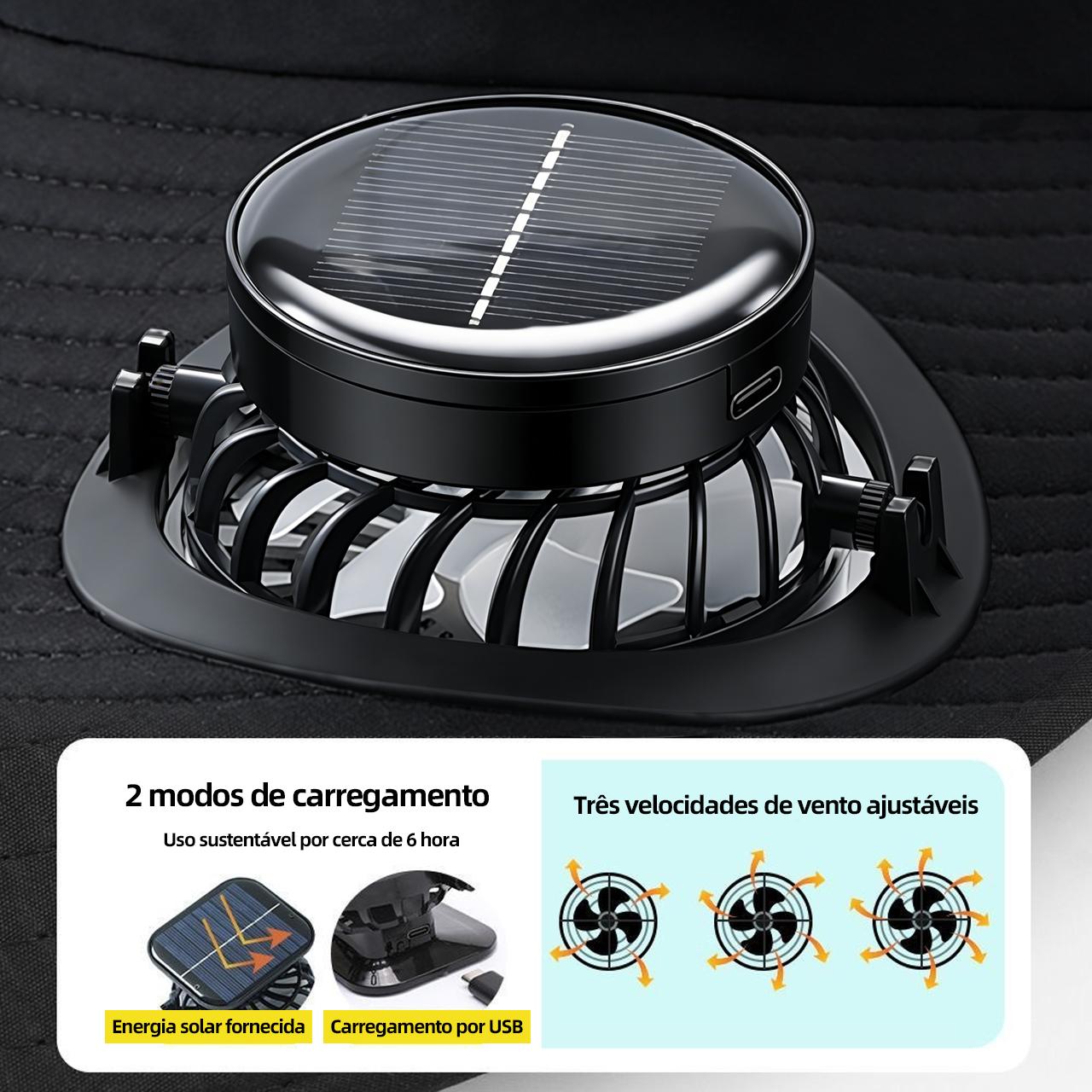 Chapéu com ventilador duplo solar, carregamento USB e proteção UV da Vapto